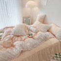 Korean/ins Tulip Bed Skirt 4pc Set Autumn and Winter French Lace Little Flowers Bedding Sheet Cover 3pc Set Wholesale 