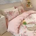 Ins small fresh pure cotton four piece set 60s thread cotton small flower bed sheet fitted sheet quilt cover bedding wholesale