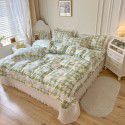 Ins Small fresh pure cotton bed sheet quilt cover fall and winter cotton bed cover three piece quilt fitted sheet four piece quilt cover 