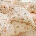 Ins wind pure cotton 100% cotton four piece bed set floral mesh red bed quilt cover sheet three piece fitted sheet 