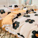 Korean style cotton princess style four-piece set small fresh bed skirt quilt cover sheet cotton dormitory bed three-piece set