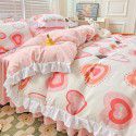 Korean style cotton princess style four-piece set small fresh bed skirt quilt cover sheet cotton dormitory bed three-piece set