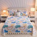 Cream wind milk velvet bed cover 3-piece set Korean lace bedspread cotton clip slip slip single bed cover coral velvet bed sheet winter 