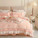 Korean Princess Wind Lolita 4-piece Spring and Autumn Dormitory Bedding Sheet and Quilt Cover Roman Cotton All Season Bedding Wholesale 