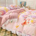 Korean style cotton princess style four-piece set small fresh bed skirt quilt cover sheet cotton dormitory bed three-piece set