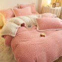 Winter taff cashmere four piece set solid thickened warm bed sheet quilt cover double-sided A cashmere simple bed 