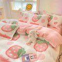 Milk velvet winter warm Farai velvet 4-piece set thickened coral velvet female bedding double-sided velvet quilt cover sheet 