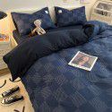 Factory direct selling bedding all cotton matted four piece square bed sheet quilt cover three piece simple ins kit 