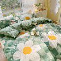 Ins wind pure cotton 100% cotton four piece bed set floral mesh red bed quilt cover sheet three piece fitted sheet 