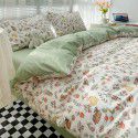 Wholesale of all cotton small fresh four piece sets of single and double student dormitories, all cotton printed sheets, quilt covers, gifts, three piece sets 