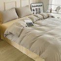 Ins style simple four piece set solid color washed cotton student dormitory three piece bed sheet quilt cover bedding wholesale 