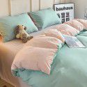 Ins style simple four piece set solid color washed cotton student dormitory three piece bed sheet quilt cover bedding wholesale 