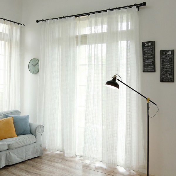 Simple cotton and linen Nordic style curtains, window screens, bedroom balconies, living rooms, lattices, and finished solid curtains, screen curtains 