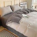 Ins style simple four piece set solid color washed cotton student dormitory three piece bed sheet quilt cover bedding wholesale 