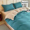 Ins style simple four piece set solid color washed cotton student dormitory three piece bed sheet quilt cover bedding wholesale 