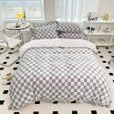 Milk velvet four piece set checkerboard thickened warm bed sheet Fitted sheet Bedding set One piece wholesale 