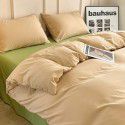 Ins style simple four piece set solid color washed cotton student dormitory three piece bed sheet quilt cover bedding wholesale 