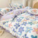 Korean style cotton princess style four-piece set small fresh bed skirt quilt cover sheet cotton dormitory bed three-piece set