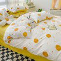 Ins style pure cotton bedding four piece set 100 cotton cartoon dormitory bed sheet three piece set children's fitted sheet quilt cover 