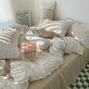 Korean/ins Tulip Bed Skirt 4pc Set Autumn and Winter French Lace Little Flowers Bedding Sheet Cover 3pc Set Wholesale 