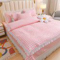 Ins Small fresh pure cotton bed sheet quilt cover fall and winter cotton bed cover three piece quilt fitted sheet four piece quilt cover 