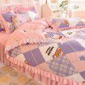 Korean style cotton princess style four-piece set small fresh bed skirt quilt cover sheet cotton dormitory bed three-piece set