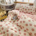 Ins style pure cotton bedding four piece set 100 cotton cartoon dormitory bed sheet three piece set children's fitted sheet quilt cover 