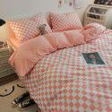 Factory direct selling bedding all cotton matted four piece square bed sheet quilt cover three piece simple ins kit 