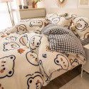 Winter four piece milk velvet thickened warm small fresh flannel quilt cover bedspread bedding live wholesale 