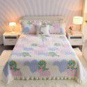 Cream wind milk velvet bed cover 3-piece set Korean lace bedspread cotton clip slip slip single bed cover coral velvet bed sheet winter 