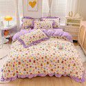 Korean version small fresh milk velvet four piece winter new princess style plush thickened sheets and quilt covers wholesale manufacturer