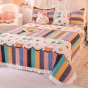 Cream wind milk velvet bed cover 3-piece set Korean lace bedspread cotton clip slip slip single bed cover coral velvet bed sheet winter 