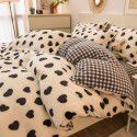 Winter four piece milk velvet thickened warm small fresh flannel quilt cover bedspread bedding live wholesale 