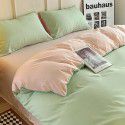 Ins style simple four piece set solid color washed cotton student dormitory three piece bed sheet quilt cover bedding wholesale 