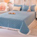 Cream wind milk velvet bed cover 3-piece set Korean lace bedspread cotton clip slip slip single bed cover coral velvet bed sheet winter 