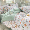 Mengjiuran Small Fresh Cotton 4-Piece Set Autumn and Winter Cotton 3-Piece Dormitory Bedding Sheet, Quilt Cover and Fitted Sheet Wholesale