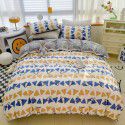 Ins style pure cotton bedding four piece set 100 cotton cartoon dormitory bed sheet three piece set children's fitted sheet quilt cover 