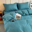 Ins style simple four piece set solid color washed cotton student dormitory three piece bed sheet quilt cover bedding wholesale 