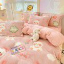 Milk velvet winter warm Farai velvet 4-piece set thickened coral velvet female bedding double-sided velvet quilt cover sheet 