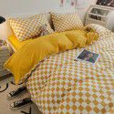 Factory direct selling bedding all cotton matted four piece square bed sheet quilt cover three piece simple ins kit 