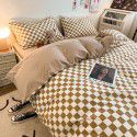 Factory direct selling bedding all cotton matted four piece square bed sheet quilt cover three piece simple ins kit 