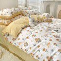 Ins style pure cotton bedding four piece set 100 cotton cartoon dormitory bed sheet three piece set children's fitted sheet quilt cover 