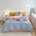 New Four Piece Set Four Season Student Three Piece Set Solid Color Fitted Sheet Double Duvet Cover 