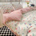 Wholesale of all cotton small fresh four piece sets of single and double student dormitories, all cotton printed sheets, quilt covers, gifts, three piece sets 