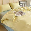 Ins style simple four piece set solid color washed cotton student dormitory three piece bed sheet quilt cover bedding wholesale 