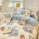 Milk velvet winter warm Farai velvet 4-piece set thickened coral velvet female bedding double-sided velvet quilt cover sheet 