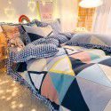 Korean style cotton princess style four-piece set small fresh bed skirt quilt cover sheet cotton dormitory bed three-piece set