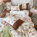 Korean/ins Tulip Bed Skirt 4pc Set Autumn and Winter French Lace Little Flowers Bedding Sheet Cover 3pc Set Wholesale 