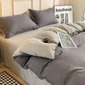 Ins style simple four piece set solid color washed cotton student dormitory three piece bed sheet quilt cover bedding wholesale 