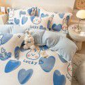 Winter four piece milk velvet thickened warm small fresh flannel quilt cover bedspread bedding live wholesale 